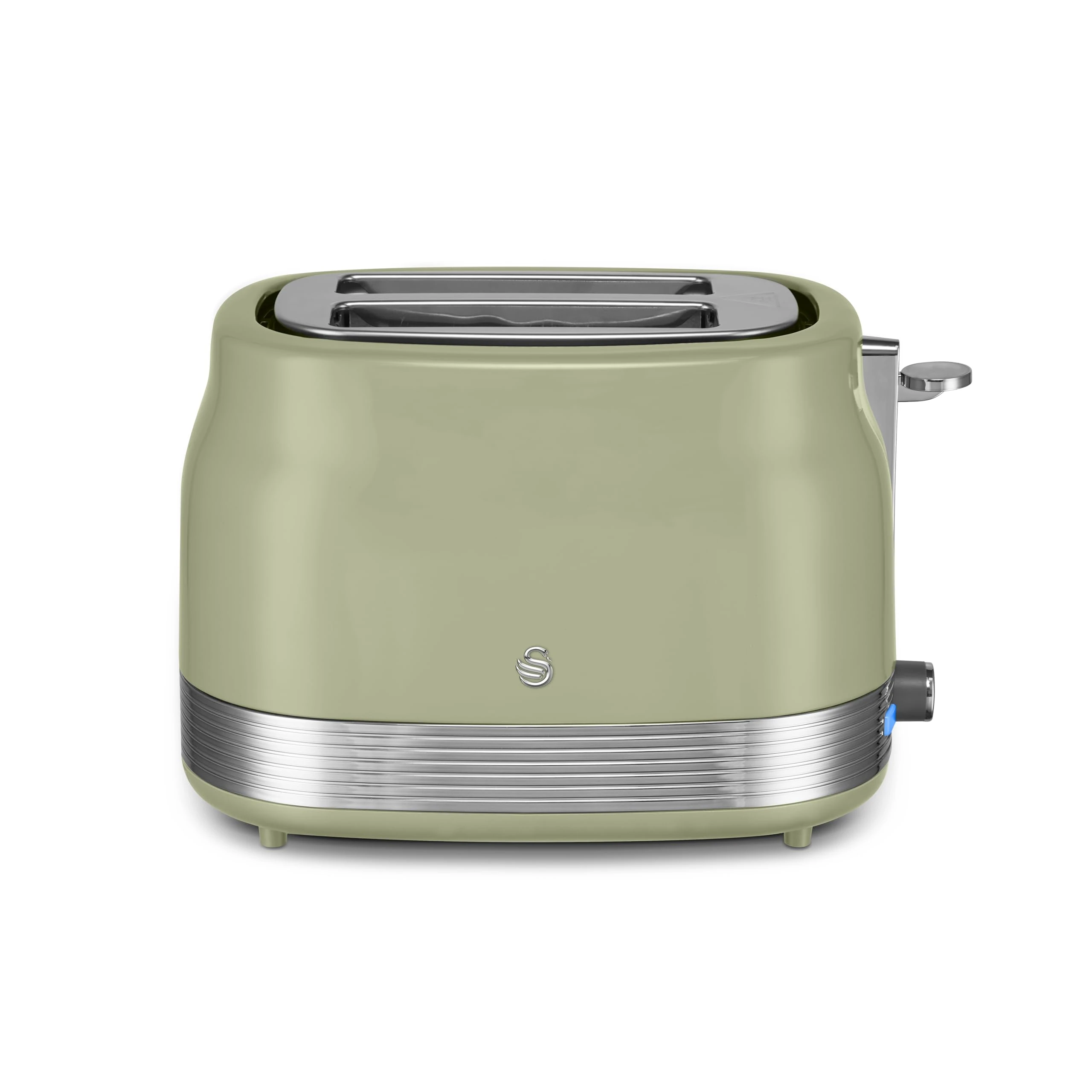 Swan ST19028GRN Retro 2 Slice Toaster with 6 Browning Levels for Toast, Bagels, Breakfast Muffins, Defrost/Reheat/Cancel, Hidden Cord Storage, Non-Slip Feet, 930W, Green