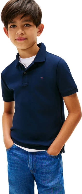 Tommy Hilfiger Boy's Interlock RWB Polo Ss KB0KB10007 Polos, Blue (Dark Night Navy), 4 Years