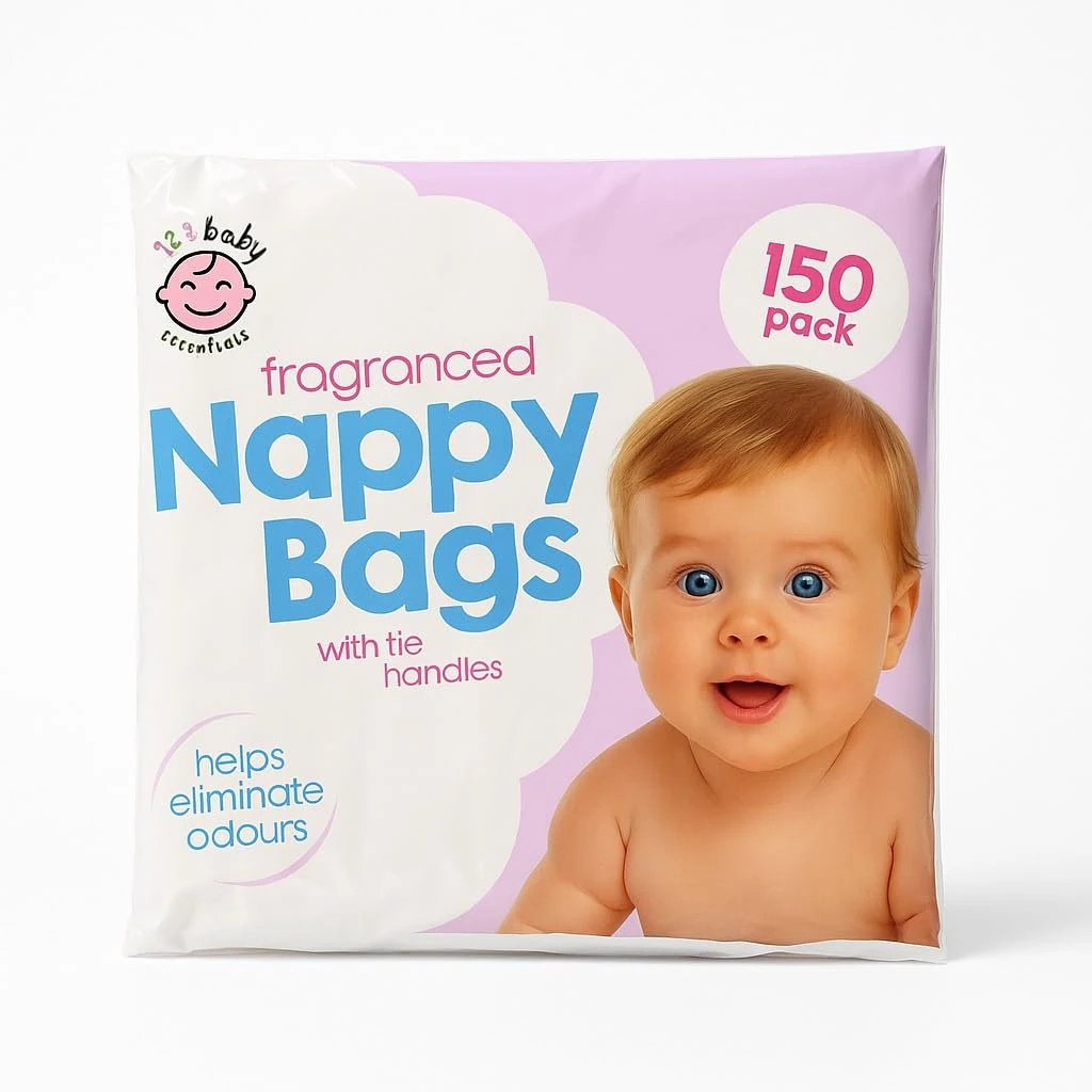 150pcs Fragranced Nappy Disposable Bags With Tie Handle Antibacterial Nappy Sacks Fragranced For Eliminate Odour Leakproof Bags Essentials For Newborn And Young Babies Travel Or Home Use