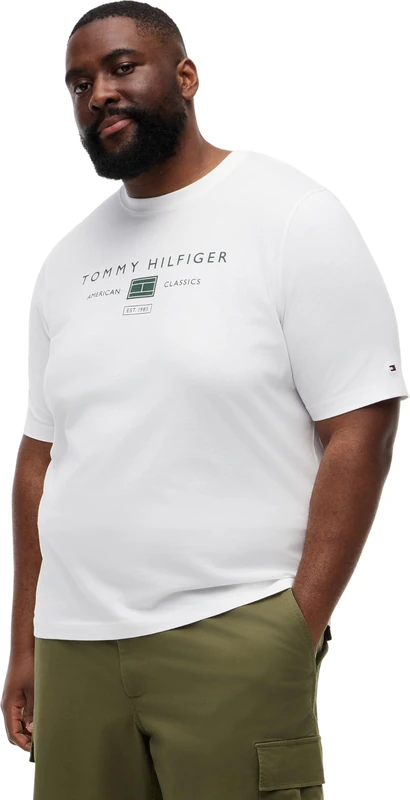 Tommy Hilfiger Men's Bt-Brand Love Mono Stack Tee-B MW0MW44053 S/S T-Shirt, White, 3XL - Image 1