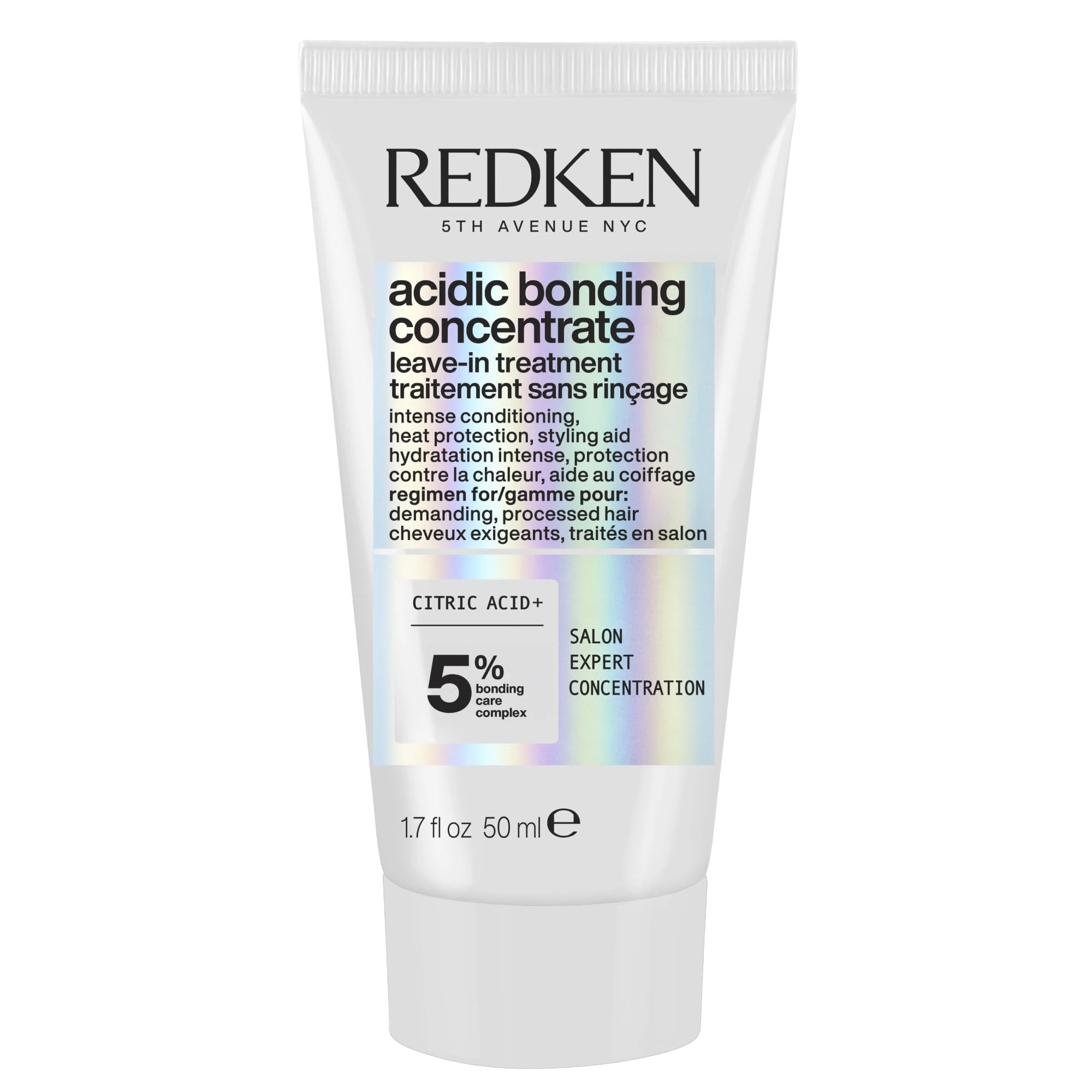 REDKEN Acidic Bonding Concentrate Leave-In Treatment, Bond Repair for Damaged Hair with Heat Protection, 50ml