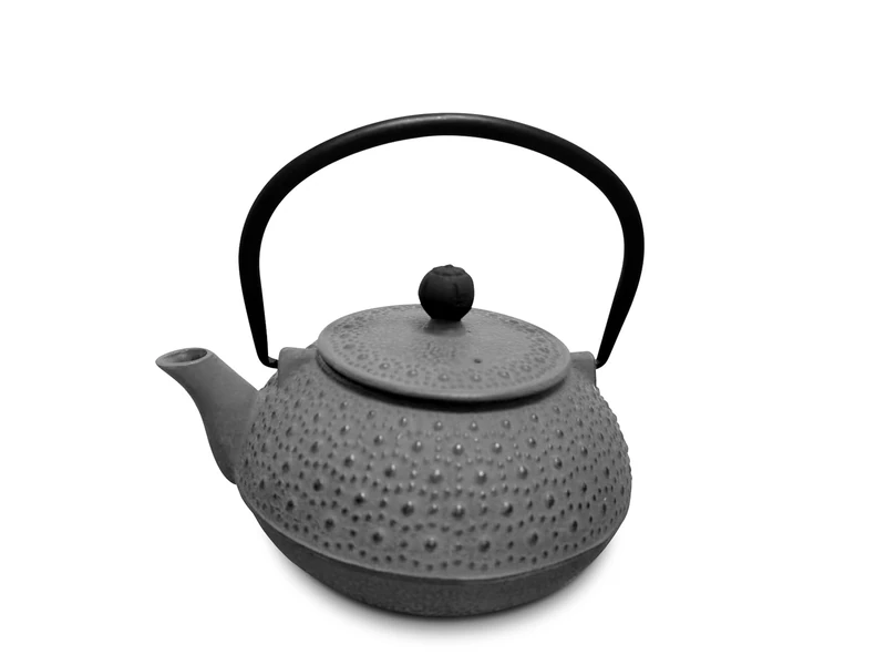 H&H Enamelled Cast Iron Teapot 0.80 L with Stainless Steel Filter, Anthracite Colour, Suitable for All Hobs, Including Induction