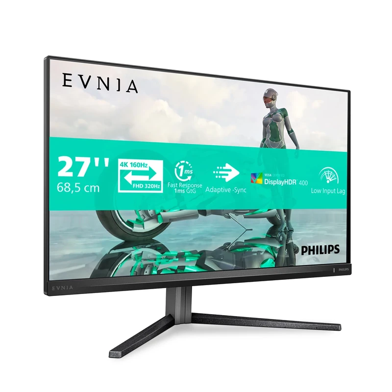 Philips Evnia 27M2N3800A - 27 inch 4K Gaming Monitor, IPS, 4K 160 Hz/FHD 320Hz Dual Frame, 0.5 ms, HDR400, G-Sync comp, Height Adjust, Speakers (2x HDMI 2.1, 1x DisplayPort 1.4)