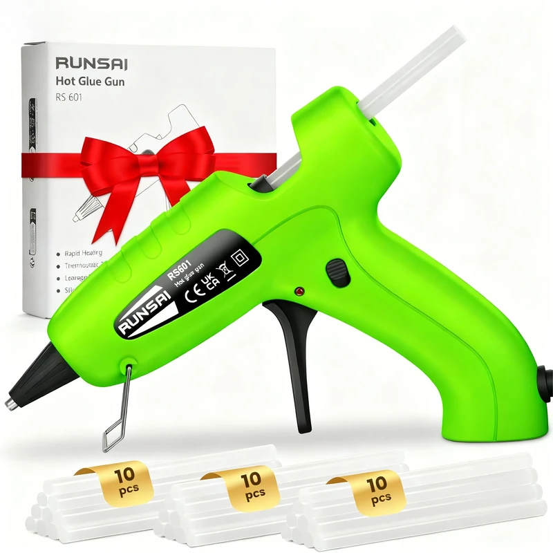 RUNSAI Hot Glue Gun for Crafting, Mini Hot Melt Glue Gun Kit with 30pcs 7mm Sticks, Rapid Heating/Anti Drip for Arts Floristry School Crafts DIY Home Repair, for Both Adults Kids -Professional 30W
