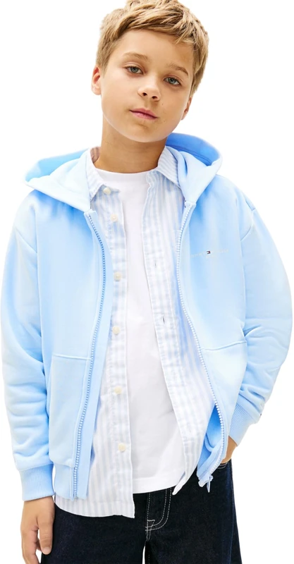 Tommy Hilfiger Unisex Kids Mini Corp Zip Through Hoodie KS0KS00726 Sweatshirts, BLUE (Sweet Blue), 16 Years