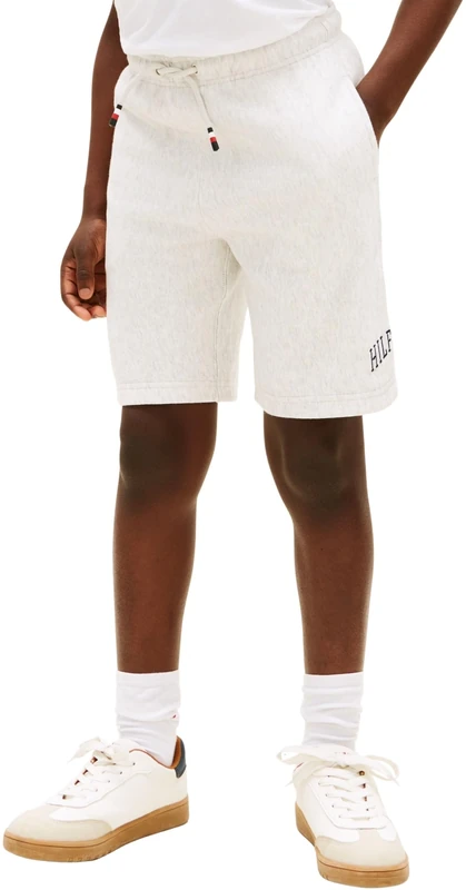 Tommy Hilfiger Boy's Hilfiger Varisty Wide Sweatshort KB0KB10244 Shorts, Grey (Light Grey Heather), 4 Years