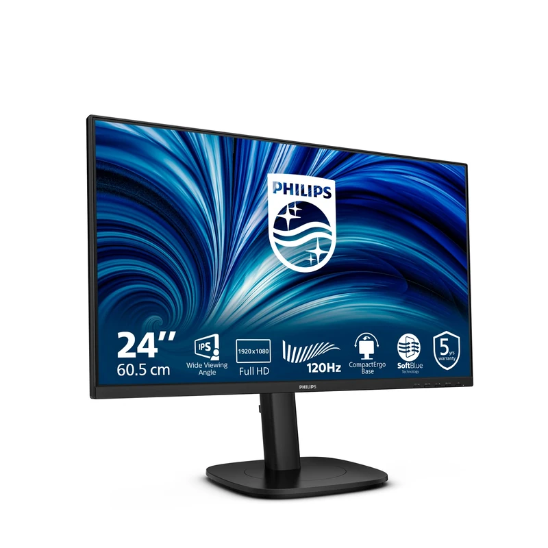 PHILIPS 24B2N3200J - 24-inch FHD monitor, speakers, height-adjustable (1920x1080, 120 Hz, VGA, HDMI 1.4, DisplayPort 1.2, USB hub) black