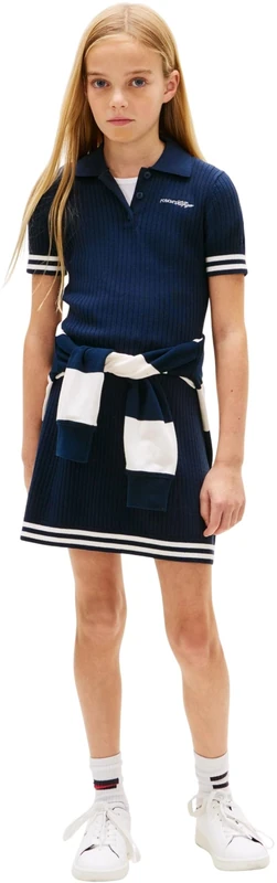 Tommy Hilfiger Girl's Sweater Dress Ss KG0KG09308 Dresses, Blue (Dark Night Navy), 16 Years - Image 1