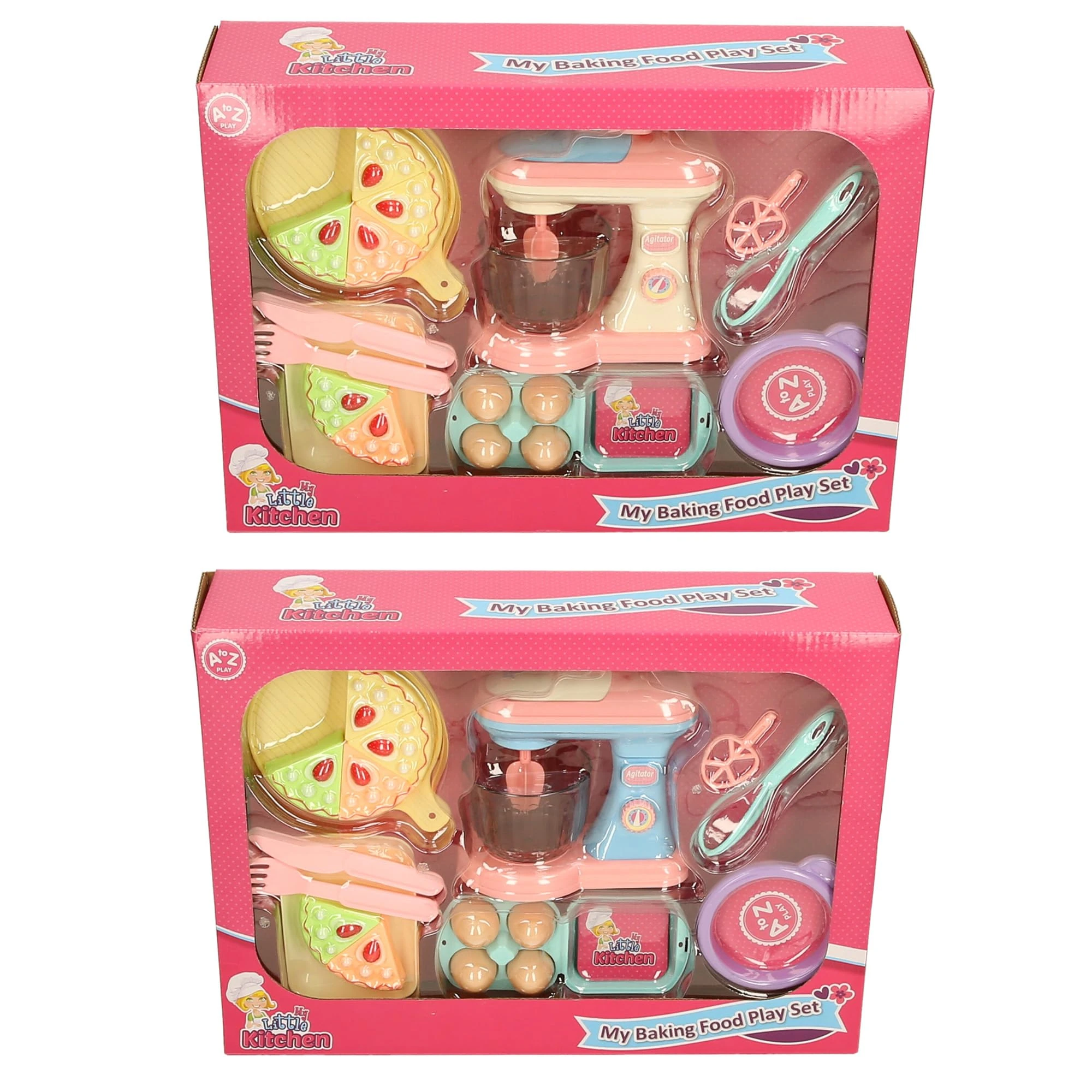 Little Kitchen Kids Baking Play Set with Stand Mixer, Cake Slices, Utensils and Accessories, Pink