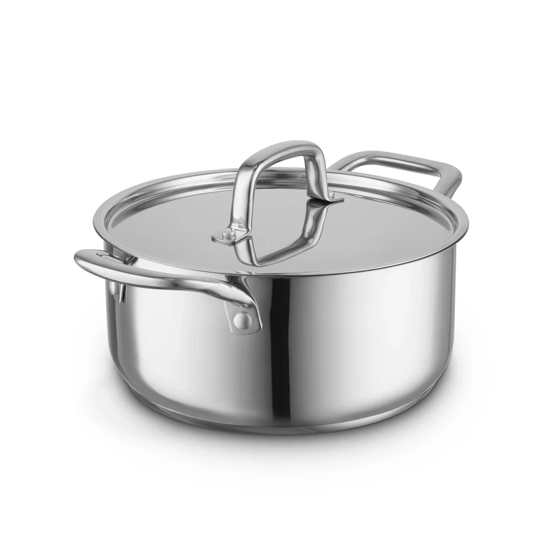 Sur La Table 24cm Casserole with Lid, Riveted Steel Handles, Induction Compatible, Stainless Steel