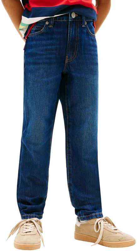 Tommy Hilfiger Boys’ Jeans Dark Blue Straight Fit, Blue (Darkused), 14 Years