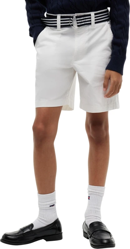 Tommy Hilfiger Boys’ Chino Shorts Baggy with Belt, White (White), 12 Years - Image 1