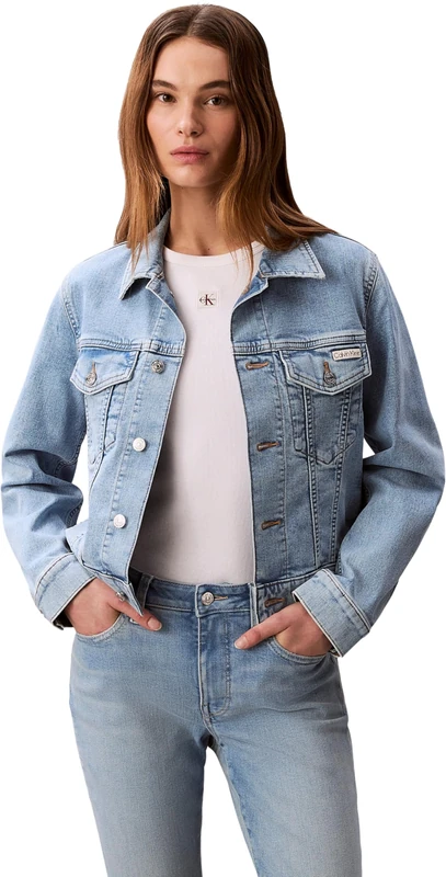 Calvin Klein Women's Ls Classic Trucker Coastal Light LV047F672G Jackets, BLUE, XS
