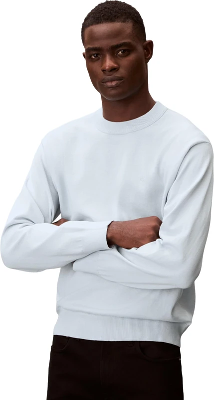 Calvin Klein Men’s Jumper Cotton Relaxed with Round Neck, Blue (Plein Air), XXS