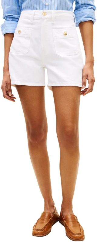 Tommy Hilfiger Women's DNM Clr Mini Short Hw WW0WW49579, White, 33W / Nil