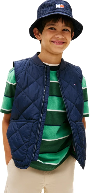 Tommy Hilfiger Boy's Quilted Light Weight Vest KB0KB10262 Vests, BLUE (Dark Night Navy), 12 Years