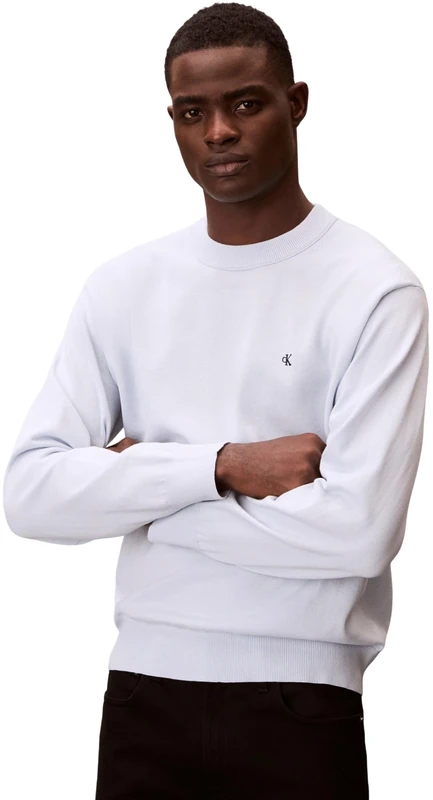 Calvin Klein Men's Ls Ez Cotton Crewnk Sweater 12Gg Lv04Rc309G Sweaters, Blue, XS