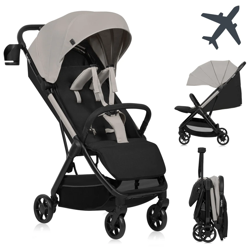 LIONELO Julie Air Stroller up to 22 kg from 6 Months to 4 Years Airplane-Friendly 360°Swivel Wheels Suspension One-Hand Folding Backrest Adjustment UPF50+ Sunshade Lightweight