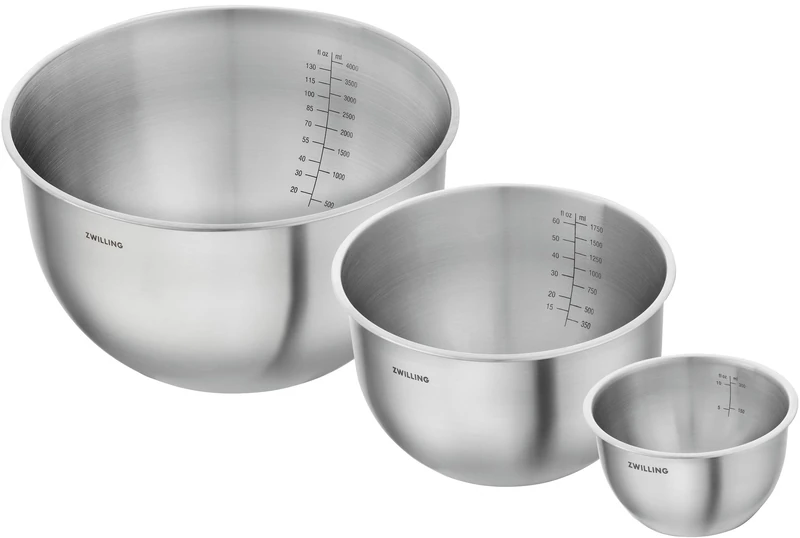 ZWILLING Fresh & Save Bowls Bowl Set Stainless Steel 3-Piece S-12 cm M-18 cm L-24 cm Silver