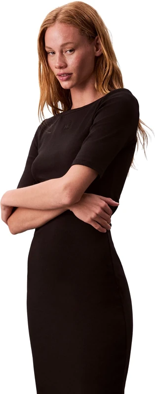 Calvin Klein Women’s Dress Contour Midi, Black (Black), XS