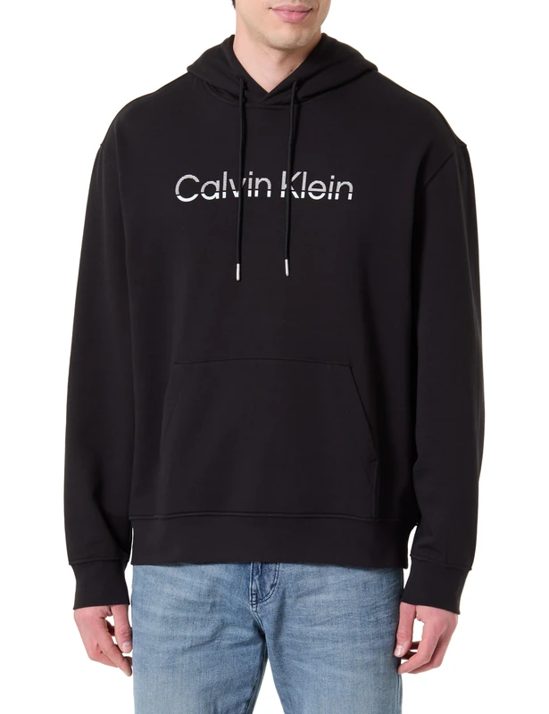 Calvin Klein Men's Ls Eu 350Terry Hoodie LV04LF242G, BLACK, XXL