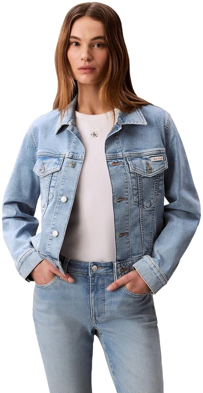 Calvin Klein Women's Ls Classic Trucker Coastal Light LV047F672G Jackets, BLUE, L