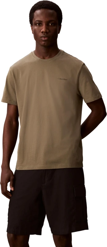 Calvin Klein Men's Ss Micro Logo Crewneck Tee LV04LC255G, Beige, L