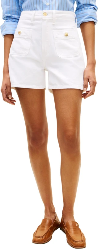 Tommy Hilfiger Women's DNM Clr Mini Short Hw WW0WW49579, White, 25W / Nil
