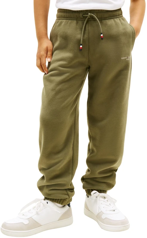 Tommy Hilfiger Kids' Unisex Jogging Bottoms Mini Corp with Drawstring, Green (Battle Green), 12 Years