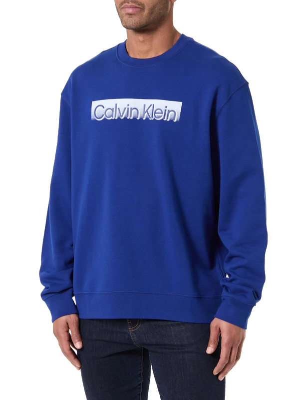 Calvin Klein Men's Eu Sportswear Graphic Crewneck LV04LF231G, BLUE, S