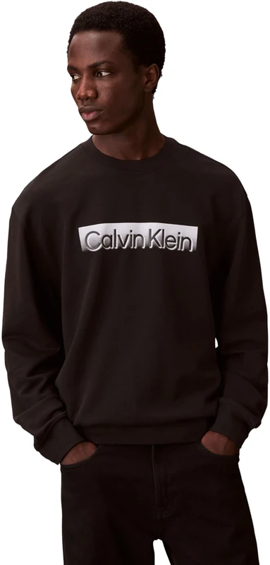 Calvin Klein Men's Eu Sportswear Graphic Crewneck LV04LF231G, BLACK, L