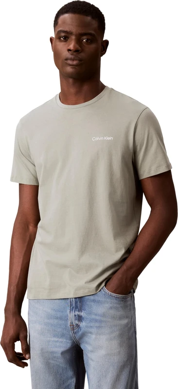 Calvin Klein Men's Ss Micro Logo Crewneck Tee LV04LC255G, Beige, XL