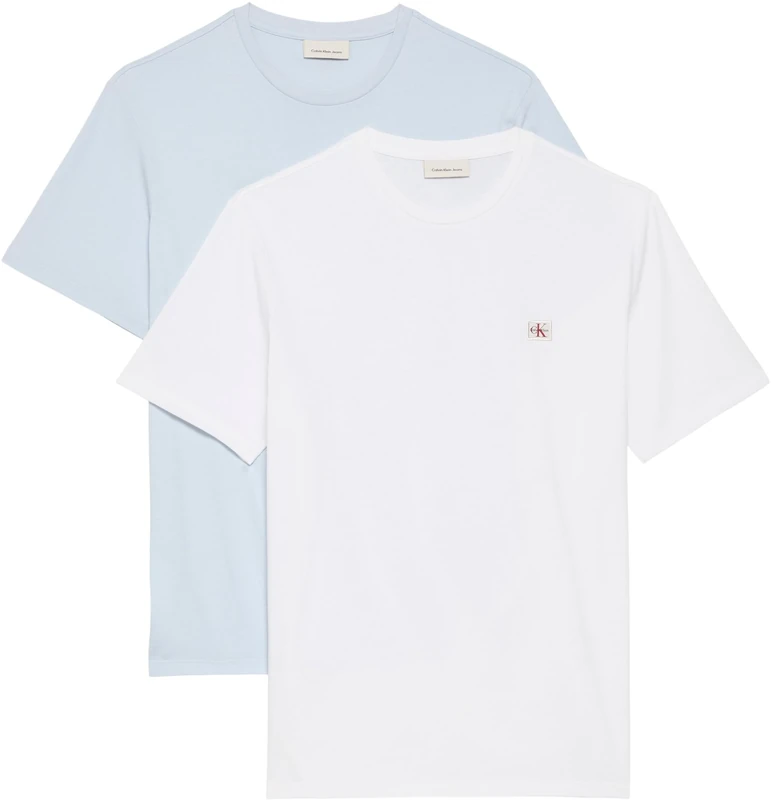 Calvin Klein Men's Ss Badge Tee 2Pk Lv04Rd248G Tees, Multi, L
