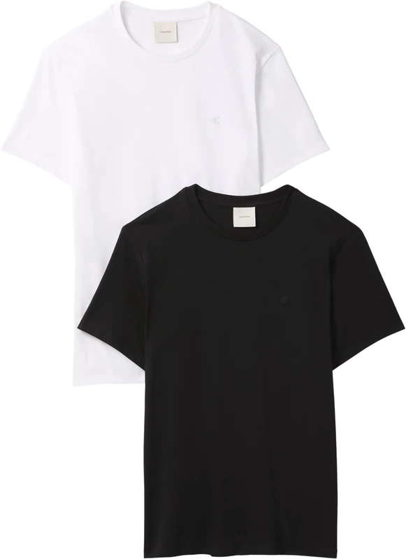 Calvin Klein Men’s T-Shirts Short Sleeve Stretch Cotton Slim with Round Neckline, Black (Black/Bright White), XS - Image 1