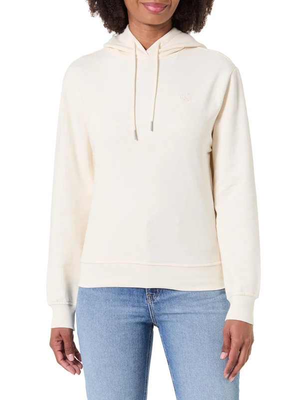 Calvin Klein Women's Ls Archive Terry Po Hood Lv047C224G Sweatshirts, WHITE, XS - Image 1