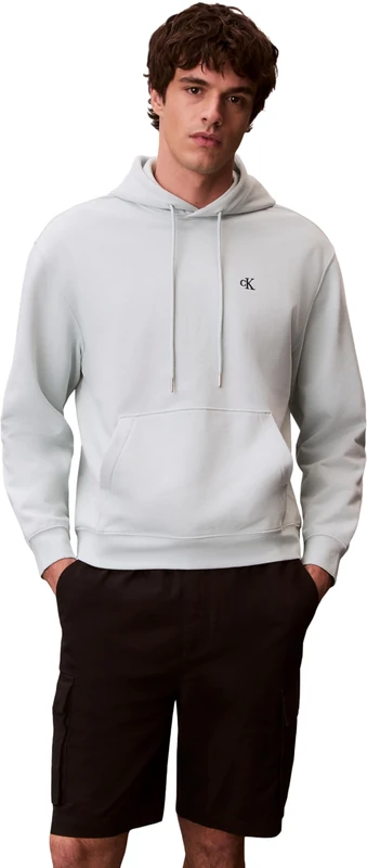 Calvin Klein Men's Hoodie Terry Monogram in Cotton Terrycloth, Black (Pale Meadow), M