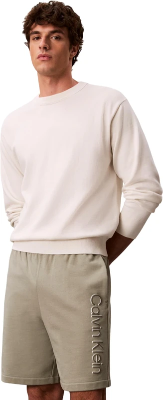Calvin Klein Men's Lounge Shorts Terry Graphic with Insert Pockets, Beige (Shadow), XS
