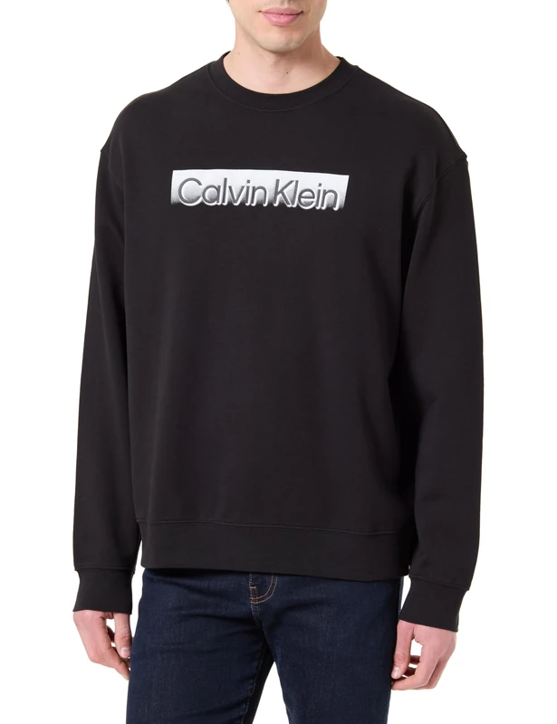 Calvin Klein Men's Eu Sportswear Graphic Crewneck LV04LF231G, BLACK, XL