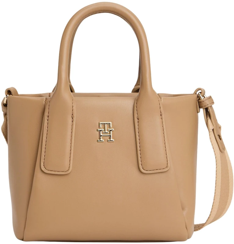 Tommy Hilfiger Women's Th Essential Mini Tote AW0AW18371 Tote, KHAKI (Safari Canvas), One Size