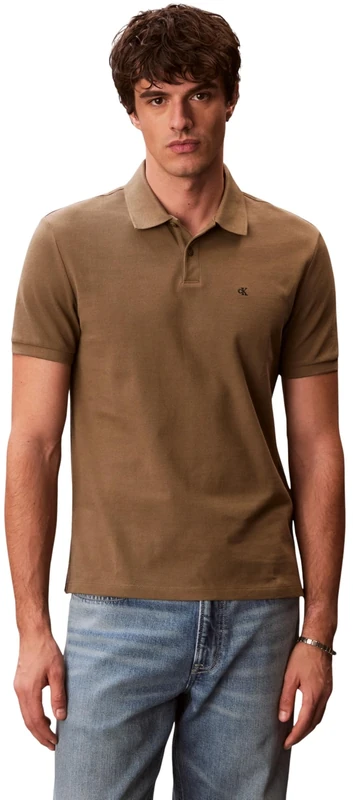 Calvin Klein Men's Ss Monogram Pique Polo Lv040Em269 S/S Polo, Yellow, L