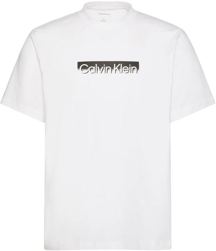 Calvin Klein Men’s T-Shirt Short Sleeve Sportswear with Round Neckline, White (Bright White), L