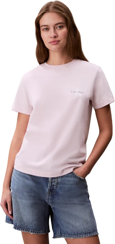 Calvin Klein Women's A- Logo Cn 2 Pack Tee Lv047C905G Tees, Multi, XXL