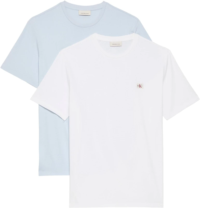 Calvin Klein Men’s T-Shirts Short Sleeve Badge in Cotton, White (Bright White/Plein Air), 3XL