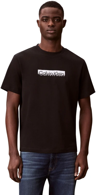 Calvin Klein Men’s T-Shirt Short Sleeve Sportswear with Round Neckline, Black (Black), L