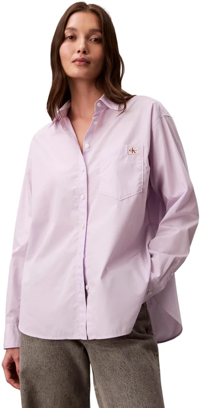 Calvin Klein Women's Cotton Poplin Relaxed Shirt Wove LV047F147G Other Shirts, Multi, L
