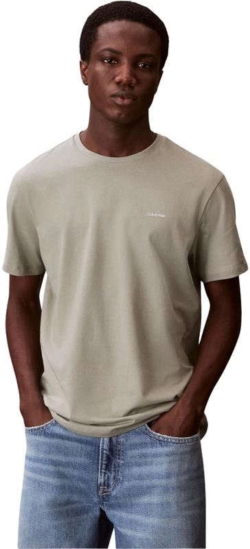 Calvin Klein Men's Polo Shirt Short Sleeve Easy Monologo with Button Placket, Beige (Calico), XXS