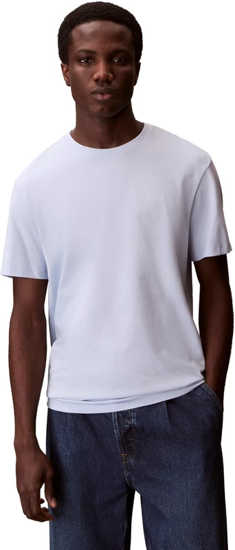 Calvin Klein Men's Ss Micro Logo Crewneck Tee LV04LC255G, Blue, L