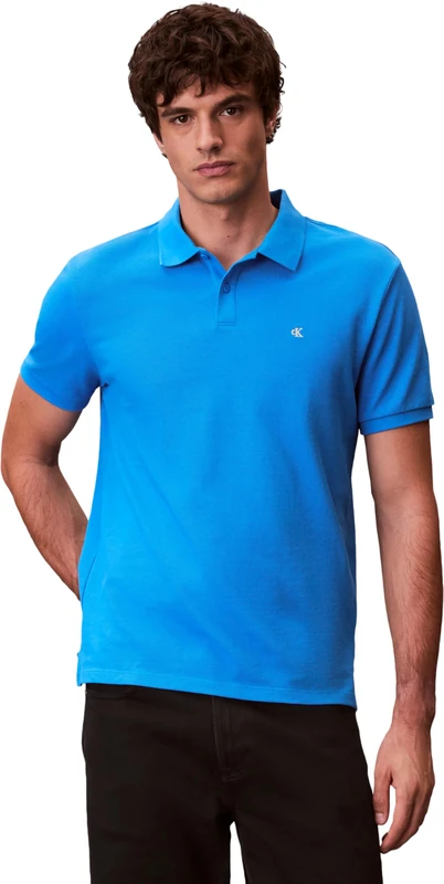 Calvin Klein Men's Ss Monogram Pique Polo Lv040Em269 S/S Polo, Blue, M