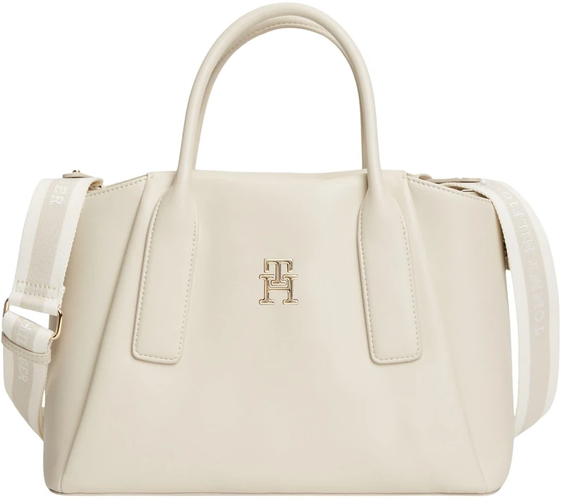 Tommy Hilfiger Women's Th Essential Satchel AW0AW18532 Satchel, BEIGE (Soft Cream), One Size