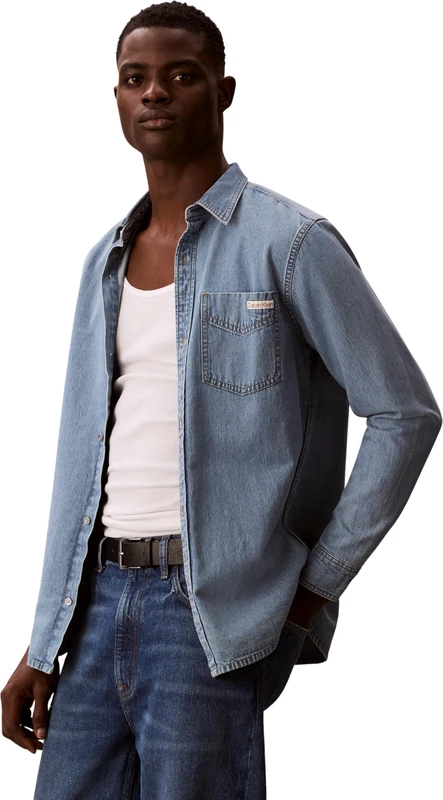 Calvin Klein Men's Essential Classic 205 Lt Blue Sh LV04RE710G Other Shirts, Blue, S